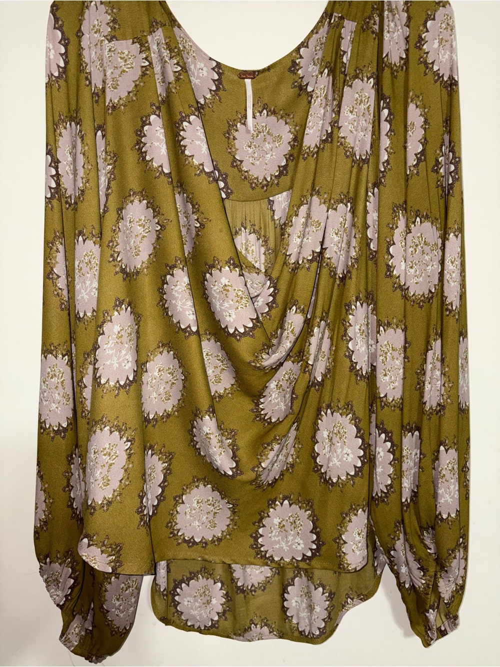 Free People Olive Cowl neck Tunic Top SZ L